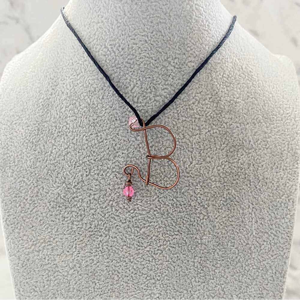 3/$40 Barbie Letter B Initial Pendant Necklace Pink Beads Doll Jewelry